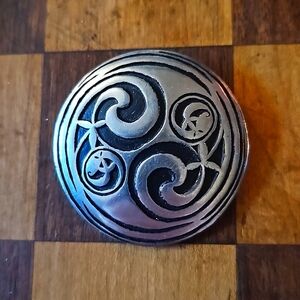 Vintage SJC Swirl Pewter Brooch